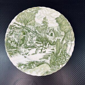 Vintage Rosina Country French Green Transferware Dinner Plate Japan Shabby Chic